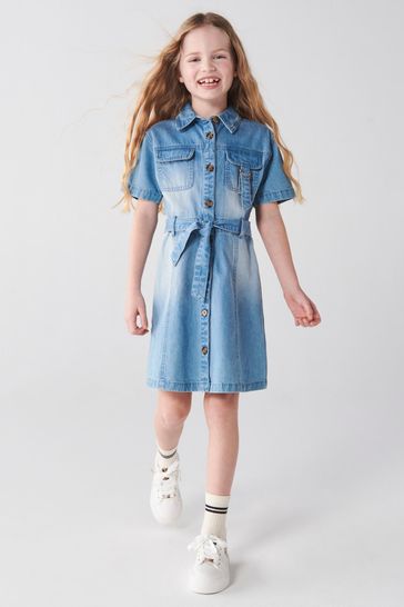 River Island Blue Girls Denim Shirt Dress