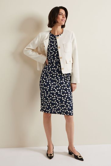 Phase Eight Blue Josey Jersey Spot Bodycon Midi Dress