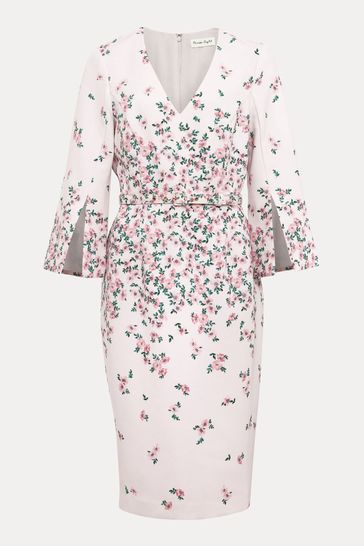 Phase Eight Pink Giovanna Floral Belted Split Sleeve Dress