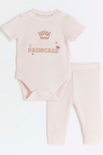 Buy River Island Baby Girls 100 Cotton Romper and Joggers Set from Next Bahrain