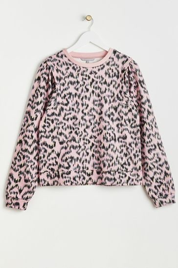 Oliver Bonas Pink Leopard Print Jersey Top