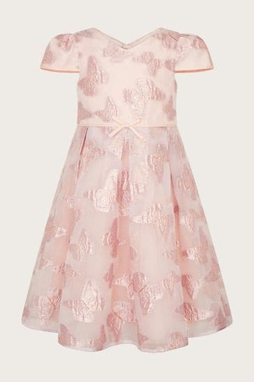 Monsoon Pink Louisa Butterfly Jacquard Dress