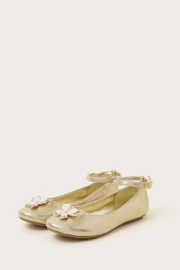 Monsoon Gold Skye Sequin Embellished Ballerina Flats