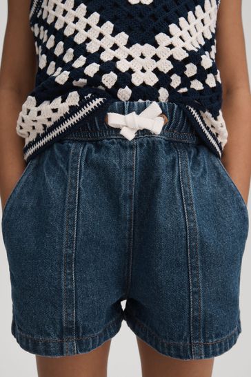 Reiss Blue Marloe Junior Drawstring Denim Shorts