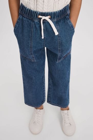 Reiss Blue Marloe Senior Drawstring Waist Straight Leg Jeans