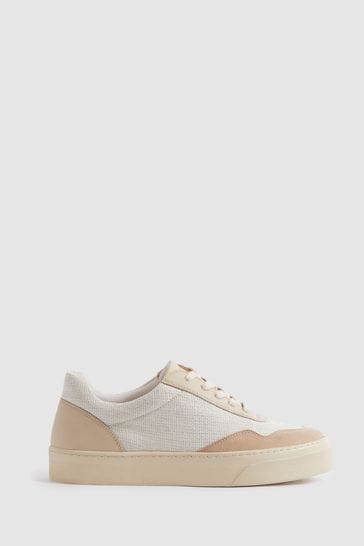 Reiss Natural Asha Canvas Leather Chunky Trainers