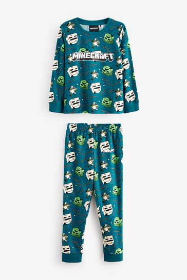 Buy Teal Blue Minecraft Single Soft Touch Fleece Pyjamas with Elastane 5 16yrs from Next Saudi Arabia