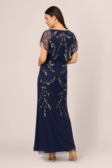 Buy Adrianna Papell Blue Studio Beaded Flutter Blouson Gown from