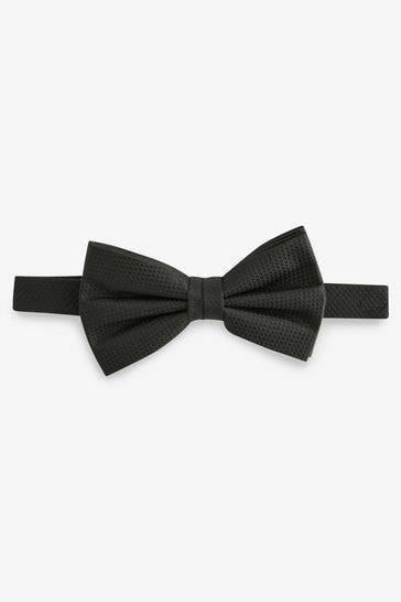 Black Textured Silk Bow Tie