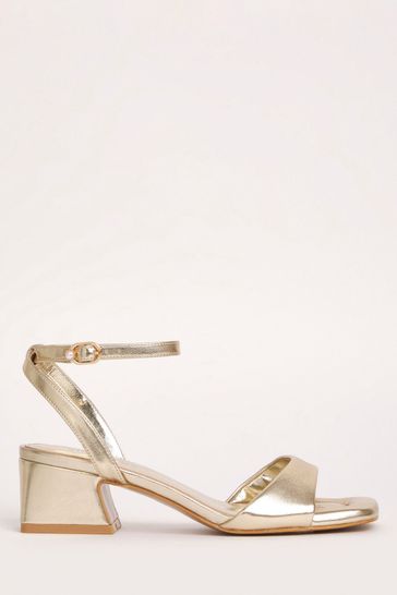 Simply Be Gold Extra Wide Fit Barely There on Low Block Heels