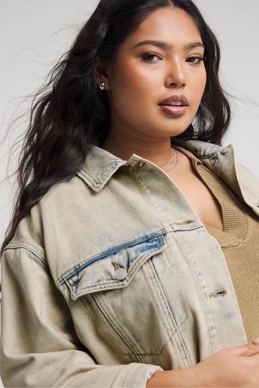 Buy Simply Be Boyfriend Vintage Wash Denim Jacket from Next Bahrain