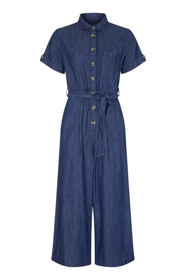 Blue denim button romper 2025