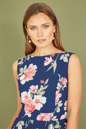 Blue floral skater best sale dress