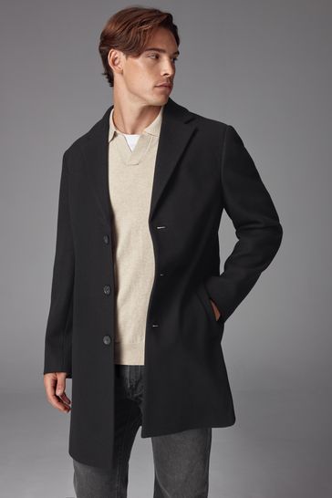 Buy Black Epsom Overcoat from Next Bahrain