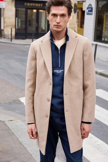 Buy Neutral Brown Epsom Overcoat from Next Bahrain