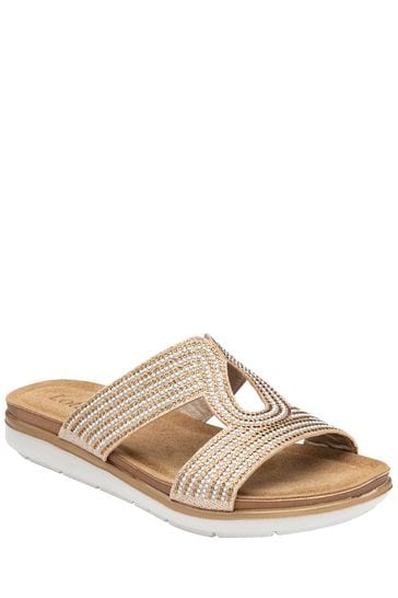 Lotus Gold Open Toe Mule Sandals