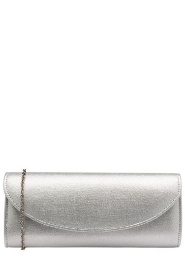 Lotus Silver Clutch Bag with Chain