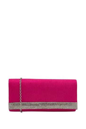 Lotus Pink Clutch Bag With Chain