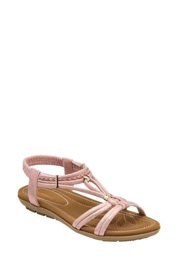 Lotus Pink Open-Toe Flat Sandals