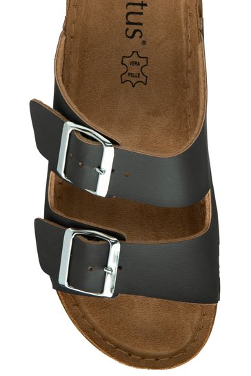 Black flat mule sandals discount