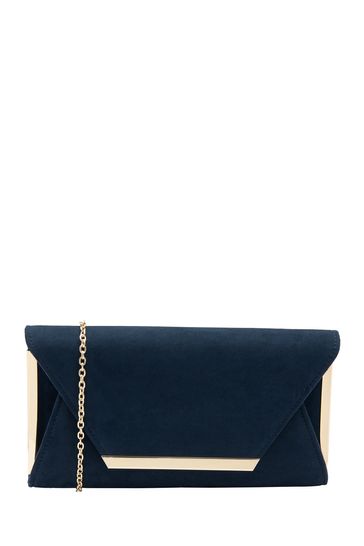 Lotus Blue Clutch Bag With Chain