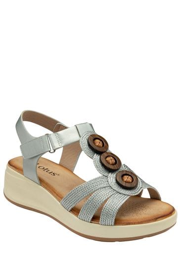 Lotus Silver Open-Toe Heeled Sandals