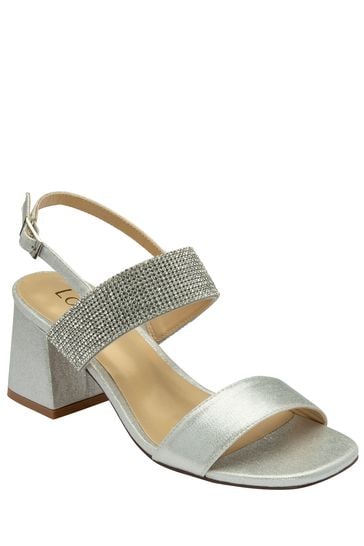 Lotus Silver Open-Toe Block-Heel Sandals