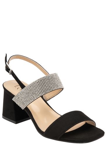 Lotus Black Open-Toe Block-Heel Sandals