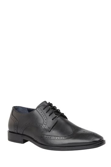 Lotus Charcole Black Leather Lace-Up Brogues