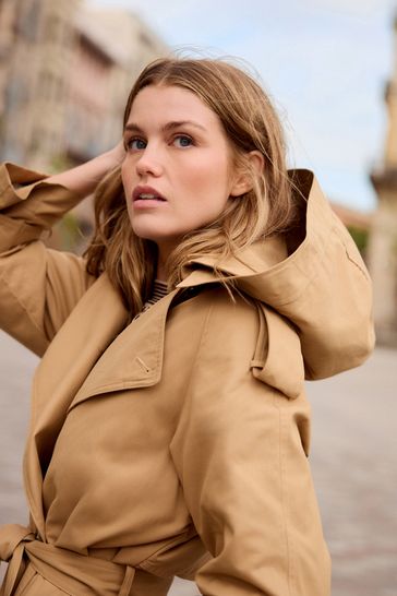 Ladies camel trench coat top