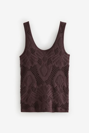 Buy Burgundy Red Scoop Neck Lace Tank from Next Bahrain