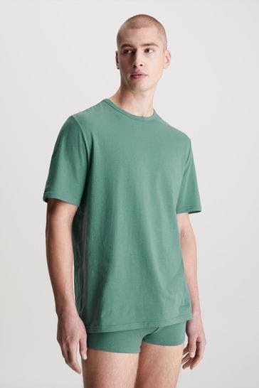 Calvin Klein Green Plain Crew Neck T-Shirt