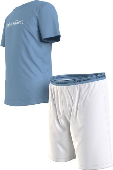 Calvin Klein Blue Slogan Short Pyjama Set