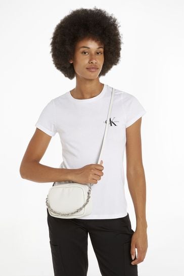 Calvin Klein Micro Chain White Cross-Body Bag