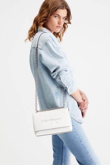 Calvin Klein White Slogan Cross-Body Bag