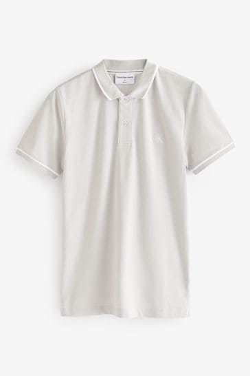 Calvin Klein Slim Grey Logo Tipping Polo Shirt