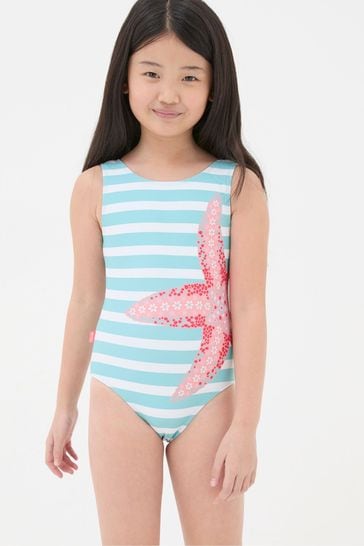 FatFace Blue Starfish Striped Swimsuit