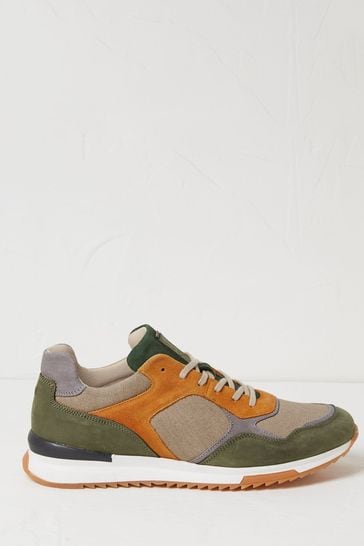 FatFace Green Oakes Leather Trainers