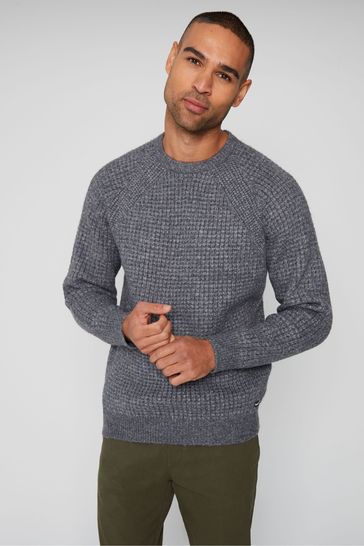 Threadbare Grey Waffle Knit Crew Neck Jumper