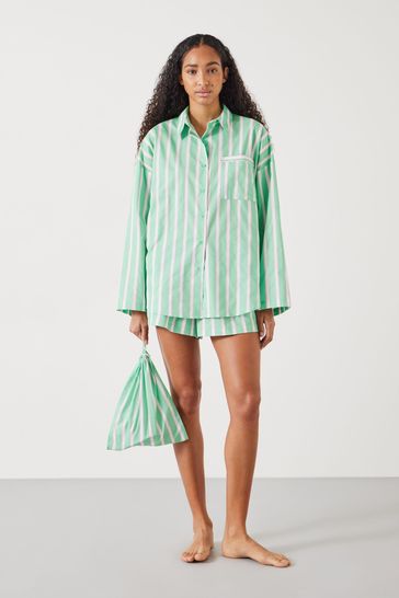 Hush Green Adair Oversized Shirt Pyjama Set