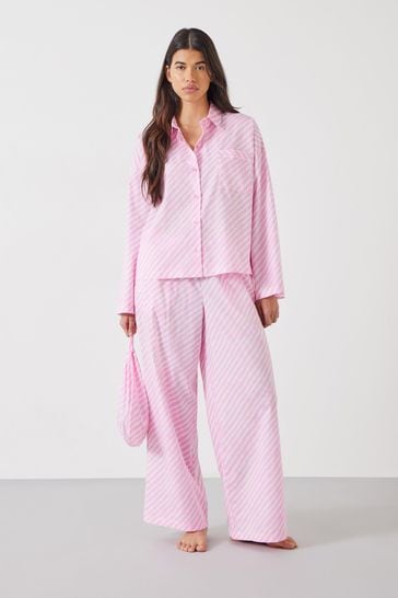 Hush Pink Kirby Cotton Wide Leg Pyjamas Set