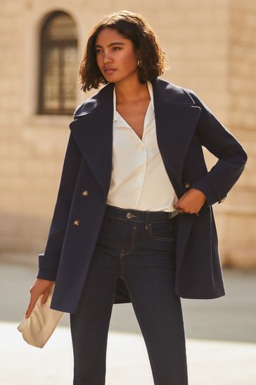Buy Friends Like These Navy Petite Double Breasted Peacoat from Next Turkey