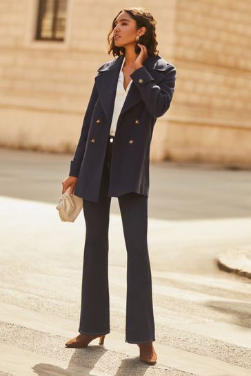 Buy Friends Like These Navy Petite Double Breasted Peacoat from Next Turkey