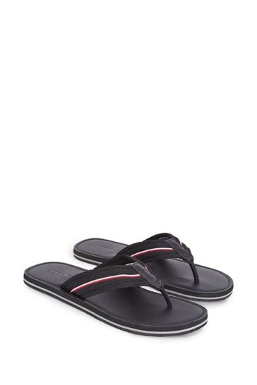 Tommy Hilfiger Hilfiger Leather Beach Black Sandals