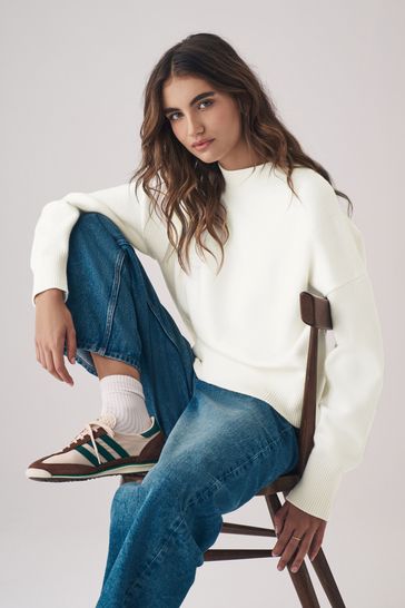 The Set Black Cream 2 Pack Relaxed Turtleneck Jumpers