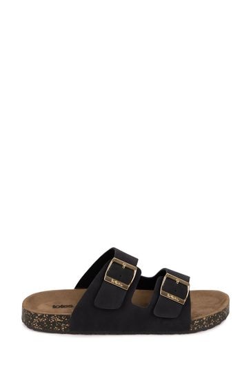 Black double buckle sandals deals