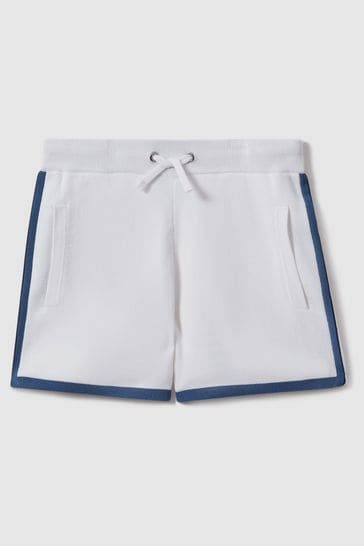 Reiss White Heddon Teen Knitted Drawstring Shorts