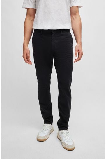 BOSS Black Tapered Fit Stretch Cotton Satin Chino Trousers