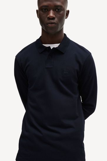 Boss long sleeve polo shirt deals