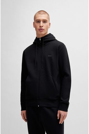 BOSS Black Logo Stretch Zip Up Hoodie